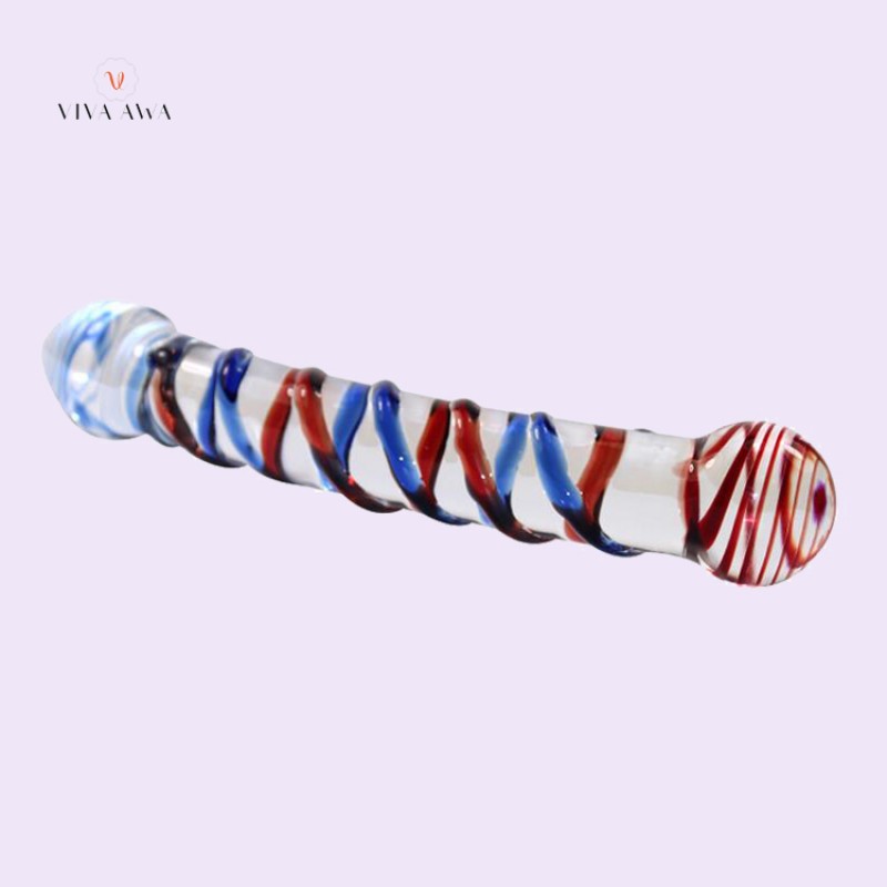 Double Ended Headed Glass Dildo Crystal Fake Penis Colorful Anal Butt