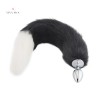 18" Black With White Fox Tail Metal Plug India Tail Plug