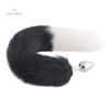 18" Black With White Fox Tail Metal Plug India Tail Plug