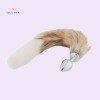 18" Brown With White Fox Tail Metal Plug India Tail Plug