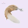 18" Brown With White Fox Tail Metal Plug India Tail Plug