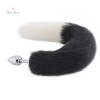 18" Black With White Fox Tail Metal Plug India Tail Plug