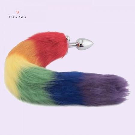 18 Inch Rainbow Tail Plug Tail Plug Steel Butt Plug India Anal Play