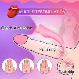 2 in 1 Tongue Vibrator Penis Ring 10 Powerful Vibration Frequencies Clitoris Stimulator Oral Couples Sex Toys India