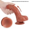 7 Inch Dual-Density Veins Texture Liquid Silicone Suction Cup Dildo with Balls