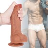 7.7 Inch Raised Veins Ultra Realistic Liquid Silicone Curved Dildo with Balls