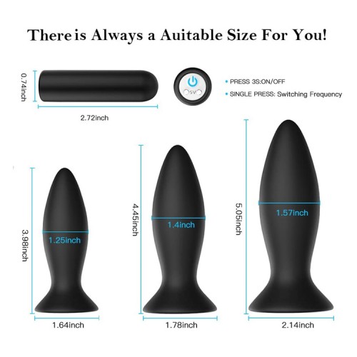 3Pcs Vibrating Butt Plug Set India Anal Training Kit 9 Vibration Modes Remote Control Suction Cup Base Anal Sex Toy - Butt Plug Online image pic