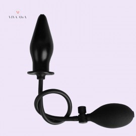 4" Inflatable Plug Silicone Anal Play Black