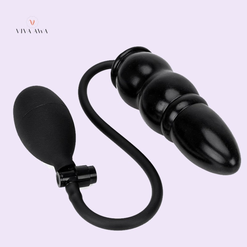 5.5 Black Inflatable Butt Plug Silicone India Anal Play