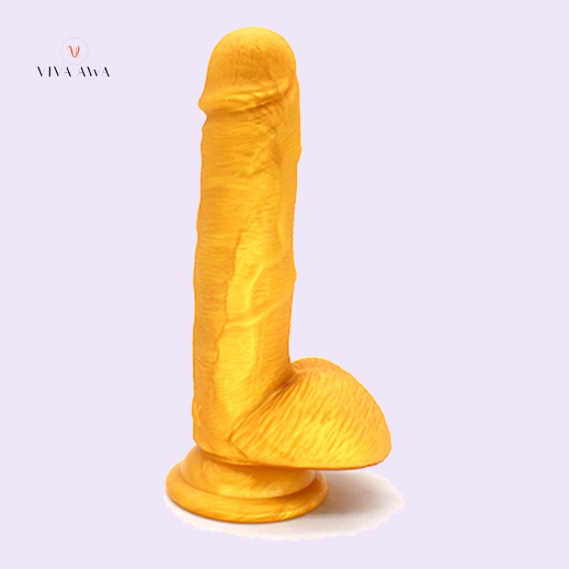 6.9 Golden Dildo With Suction Cup Artificial Penis Adult Sex Toys India