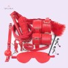 Red 10 Pcs BDSM Toys Set with Handcuffs Nipple Clamps Gag Whip Rope sex toys online shop