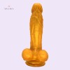 7.3" Golden Dildo With Suction Cup Artificial Penis Adult Sex Toys India