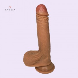 7.3Inch 18.5CM Realistic Brown Dildo Dual-Layer Liquid Silicone Penis Cock Buy Dildo Online India