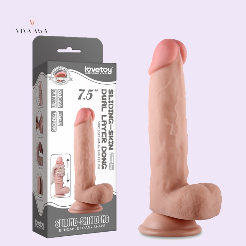 7.5 Inch 19CM Realistic Dildo India Penis Cock Flexible Dual-Layer Liquid Silicone Adult Sex Toys Online