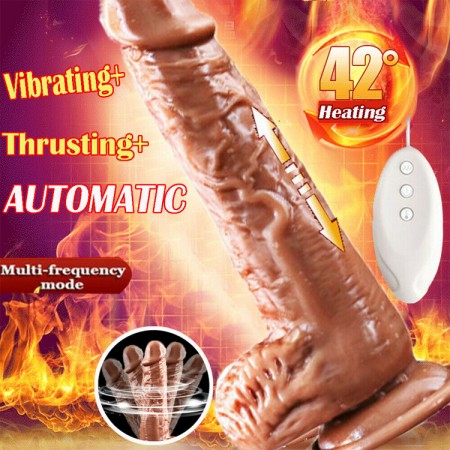 7.5Inch 19CM Vibrating Dildo Automatic Thrusting Heating Dick Penis Handsfree Remote Control