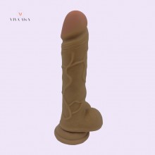 7.87Inch 20CM Brown Realistic Dildo Dual-Layer Liquid Silicone Penis Cock Buy Dildo Online India