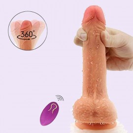 7Inch 18CM Vibrating Dildo India Realistic Dual Density Dildo 10 Strong Wireless Vibration 360°Swirling Motion Penis Sex Toy