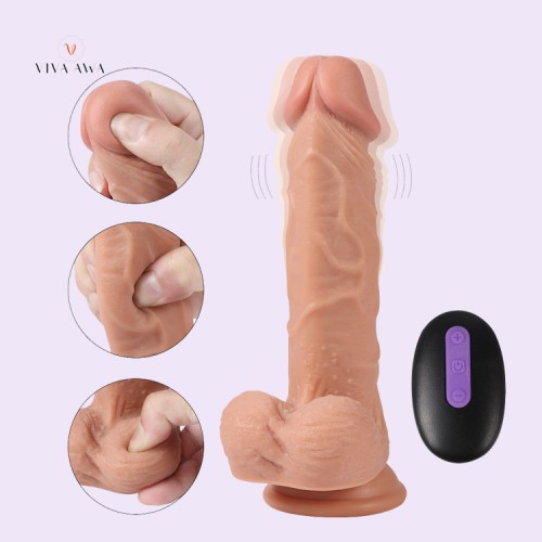 8.2 Inch 21CM Realistic Dildo Vibrator 20 Frequency Wireless Vibrating  Swing Penis Cock Online India Sex
