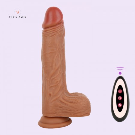 8.5 Inch 22CM Realistic Dildo Vibrator Heating Wireless Vibrating Dildo Penis Cock Online India Sex Toy