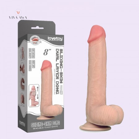 8 Inch 20CM Realistic Dildo India Penis Cock Flexible Dual-Layer Liquid Silicone Adult Sex Toy Online