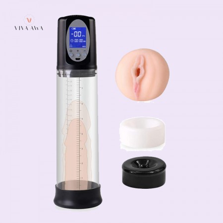 Automatic Penis Vacuum Pump With 4 Suction Intensities Stronger Bigger Erection India Male Penis Pump Enlarger LCD Screen Rechargeable 