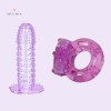 Condom And Vibrating Ring For Couples With Dotted Ribbed Reusable 