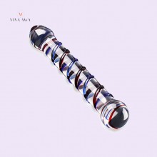 Double Ended Headed Glass Dildo Crystal Fake Penis Colorful Anal Butt Plug Adult Product