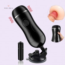 Hands Free Fleshlight Vibrating India Masturbation Toys Adjustable Strong Suction Cup Realistic Male Stroker