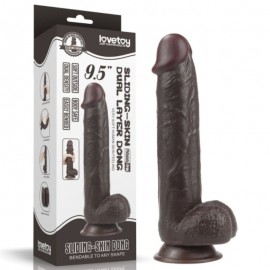 9.5'' Sliding Skin Dual Layer Dark Brown Dildo India