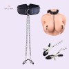 Nipple Clamps Neck Collar India BDSM Toy with Metal Chain Bedroom Restraints for Sex