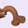 7.3Inch 18.5CM Realistic Brown Dildo Dual-Layer Liquid Silicone Penis Cock Buy Dildo Online India