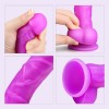 Realistic Flexible Dildo Suction Cup Hands Free  Dildo With Curved Shaft and Balls 17CM Purple