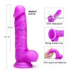 Realistic Flexible Dildo Suction Cup Hands Free  Dildo With Curved Shaft and Balls 17CM Purple