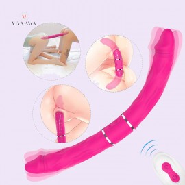 Realistic Vibrating Double-Ended Dildos Wireless Remote Rechargeable Lesbian Sex Toy
