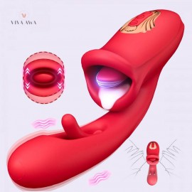 Tongue Rose Sex Toy Dildo Vibrators Clitoral Stimulator with 10 Licking Sucking 10 Vibration