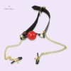 Sex Game Tool Luxury Breathable Gag With Gold Chain Nipple Clamp Indian BDSM Role Play Kit