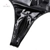 Sexy BDSM Lingerie Leather Halter Crotch Mesh Bodysuit 