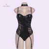 Teddy India Lingerie Leather Bodysuit Garter Leotard Nightwear