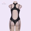 Teddy India Lingerie Leather Bodysuit Garter Leotard Nightwear