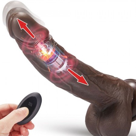 8.7" Big Black Dildo Wireless Remote Control 5 Thrusting speeds 10 Vibrating patterns