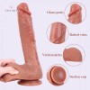 Large Ultra Realistic with Raised Veins 9.8 Inch Curved Dual-Density Silicone Suction Cup Dildo