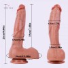 Large Ultra Realistic with Raised Veins 9.8 Inch Curved Dual-Density Silicone Suction Cup Dildo