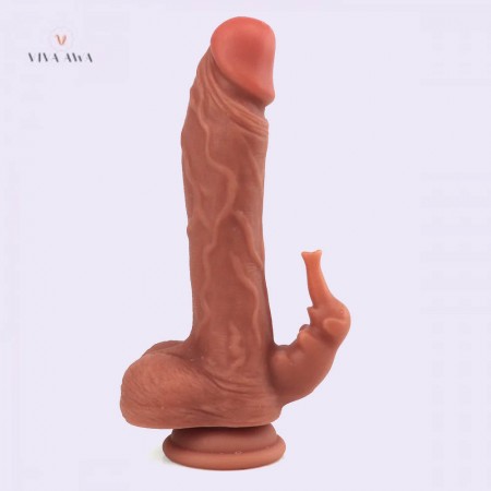 8.6 Inch Ultra Realistic Dual Clitoral Stimulation Liquid Silicone Suction Cup Dildo