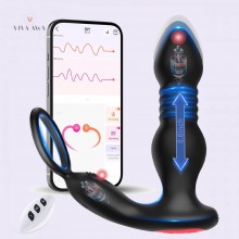 Anal Vibrator Thrusting Vibrating 7 Modes with Cock Ring Anal Plug Anal Sex Toys P Spot Massager