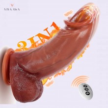 8.26" Suction Realistic Dildo with 3 Powerful Thrusting 9 Vibrating G-Spot Dildo Sex Toy