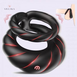 Penis Ring Vibrator with 10 Vibrations Adult Male Sex Toy for Longer Harder Stronger Double Penis Vibrators