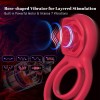 7 Vibrations Pleasure Penis Ring with Rose Clitoral Stimulator Male Couple Sex Toy