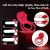 7 Vibrations Pleasure Penis Ring with Rose Clitoral Stimulator Male Couple Sex Toy