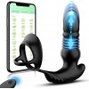 App Remote Control Thrusting Anal Vibrator with Cock Ring Rechargeable Butt Plug Prostate Massager with 9 Thrusting & Vibrating Modes
