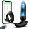 App Remote Control Thrusting Anal Vibrator with Cock Ring Rechargeable 9 Thrusting & Vibrating Modes